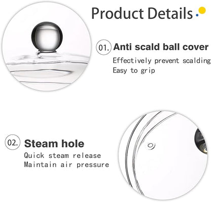 Glass Pots for Cooking On Stove Glass Heat-Resistant Glass Simmer Borosilicate Glass Cooking Pot with Lid and Handles