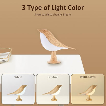 Luxury Bird LED Table Lamp – Wooden Decorative Night Light