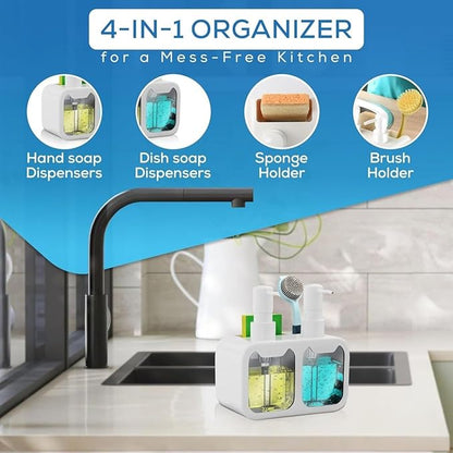 Luxury Dual Soap & Dishwashing Liquid Dispenser with Sponge Holder