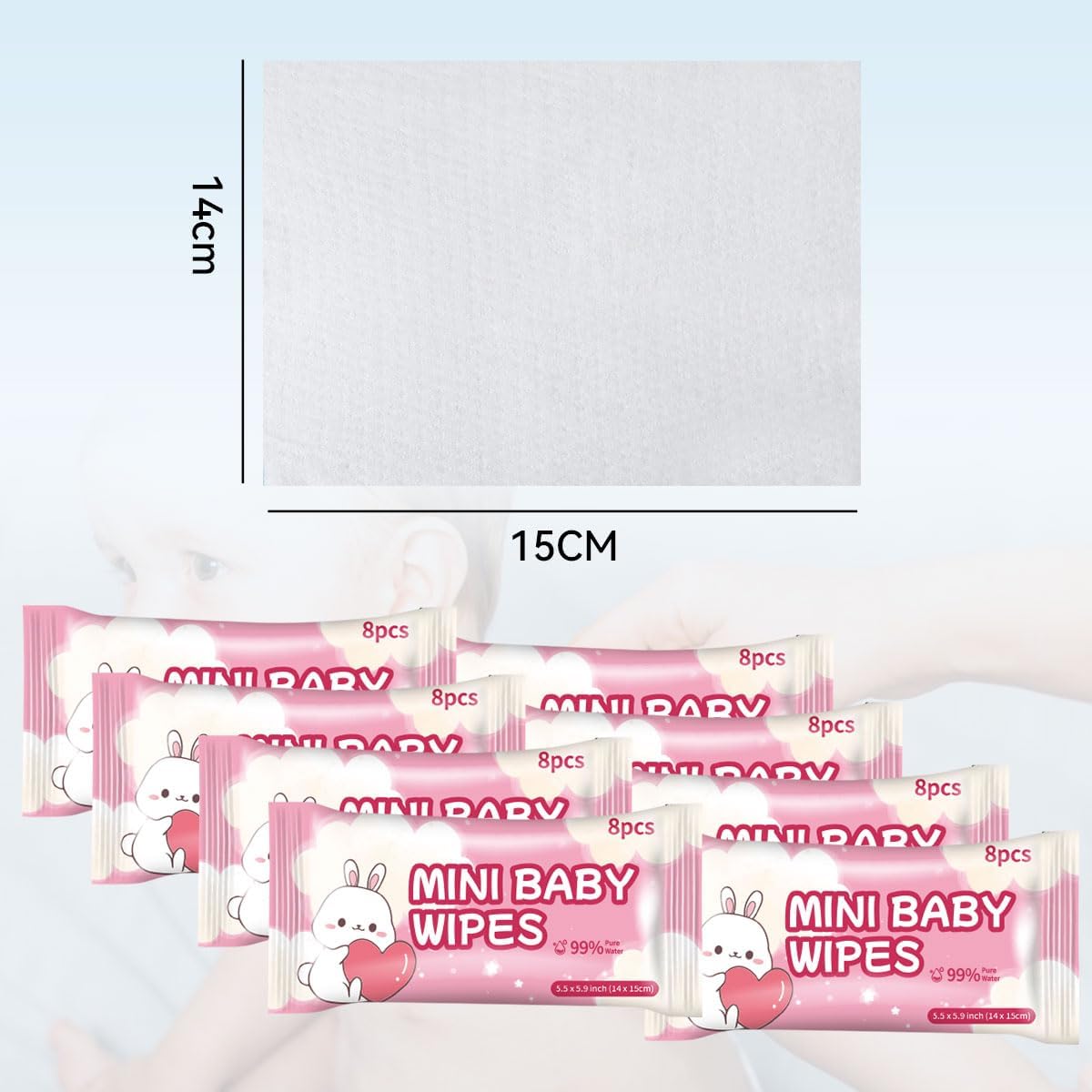 64 pcs Soft Baby Wet Wipes Gentle, Refreshing & Safe for Delicate Ski
