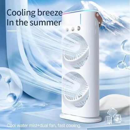 Double Headed Ice Mist Fan Rechargeable Portable Air Cooler