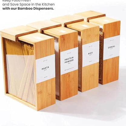 Bamboo Wooden Grain Storage Box Airtight Food Container for Kitchen