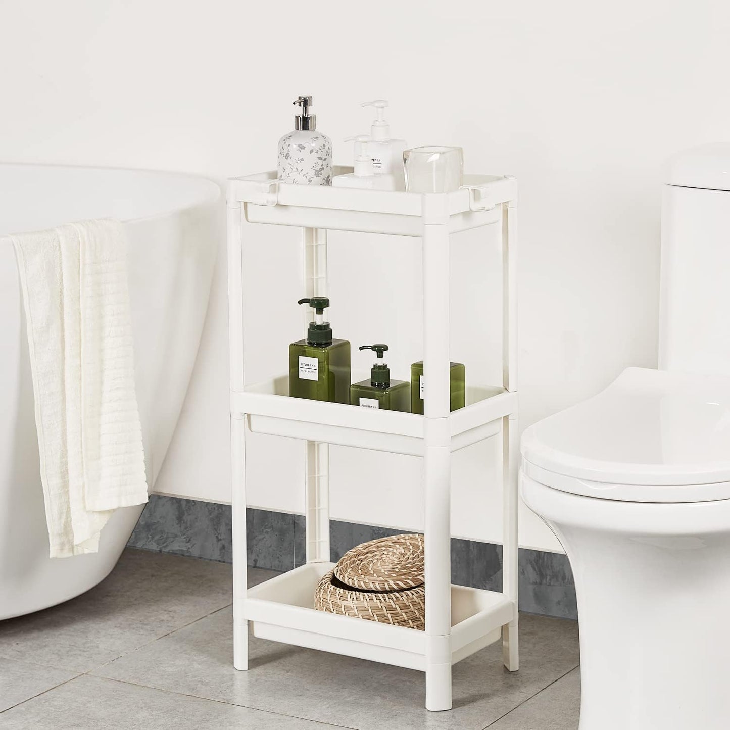 3 Tier Bathroom Shelving Units Freestanding Toilet Space Saver Shelf