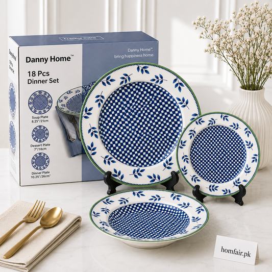 Danny Home 18 Pcs Blue Mosaic Dinner Set