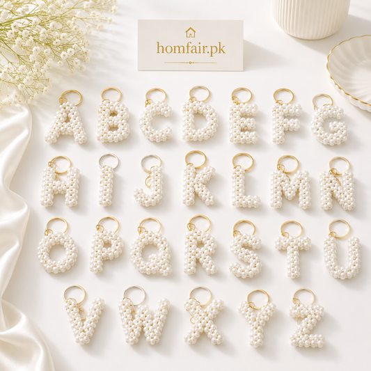 Handmade Pearl Alphabet Keychain | Choose Any Letter (A–Z)