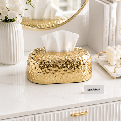 Luxury Hammered Gold Tissue Box Cover Decorative Tissue Holder