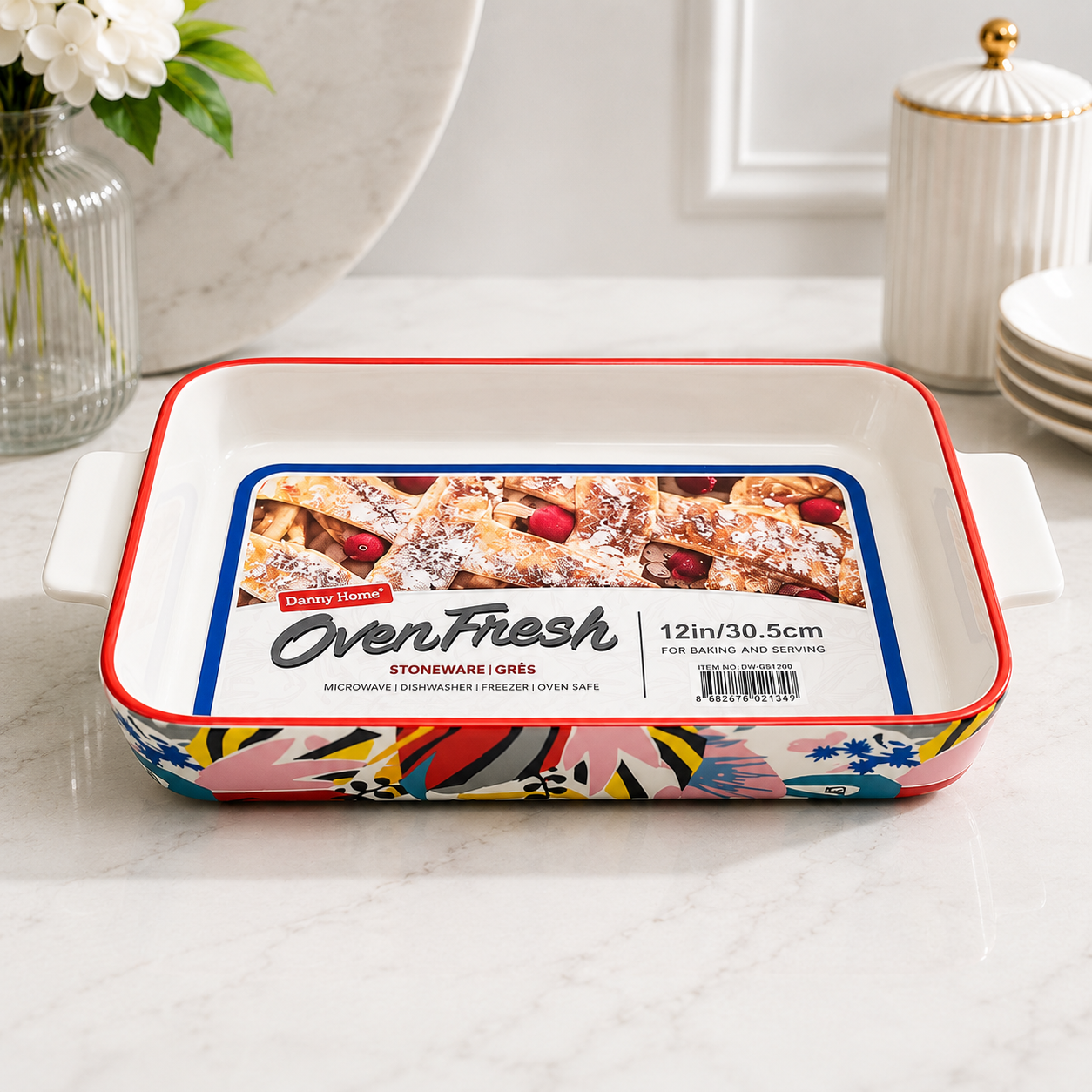 Danny Home OvenFresh 14" Stoneware Rectangular Baking & Serving Dish