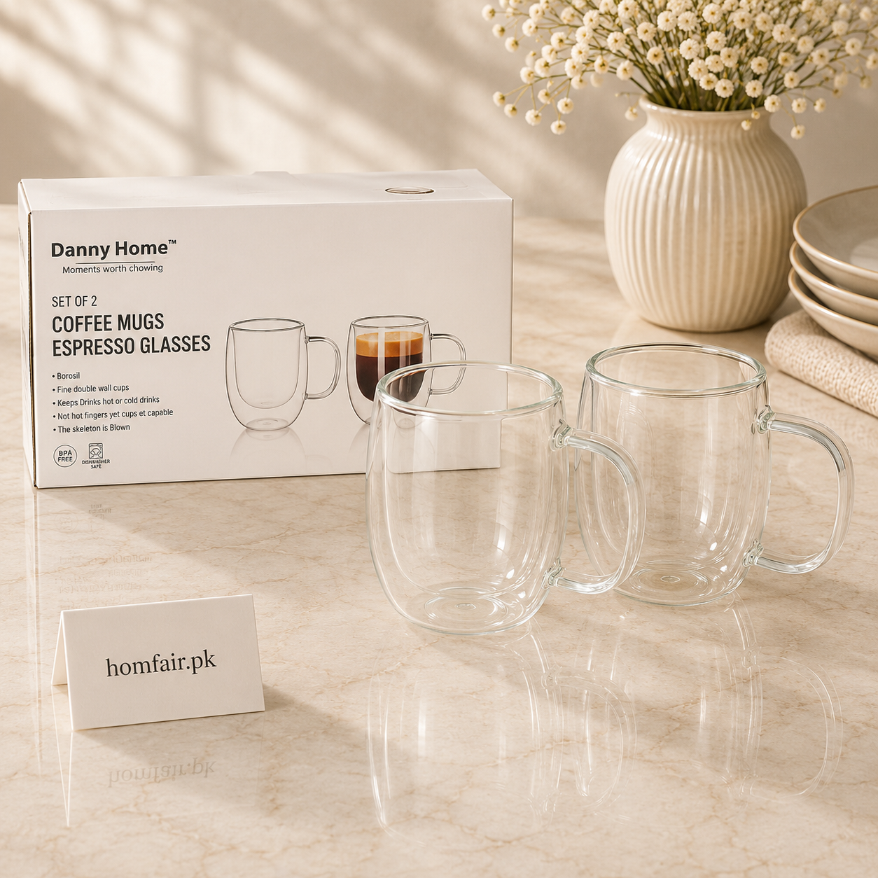 Premium Double Wall Cup Set of 2 80ml – Stylish Insulated Tea & Coffee Cups