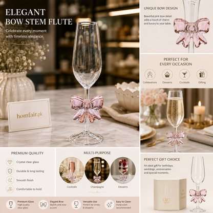 Luxury Bow Stem Champagne Flute Glass – Elegant Crystal Champagne Glass