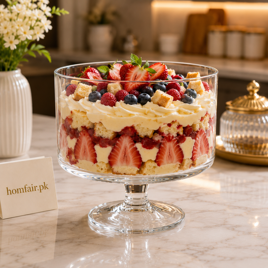 Premium Glass 3 Litre Trifle Serving Bowl – Crystal Clear Dessert & Fruit Bowl