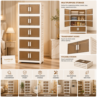 Premium Foldable Multipurpose Dustproof Storage Cabinet with Transparent Double Doors
