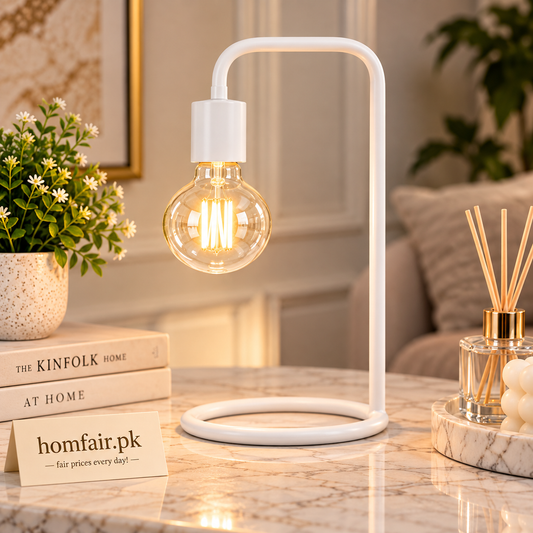 Danny Home Modern White Table Lamp – Minimalist Premium Lighting Accent for Bedroom & Living Room
