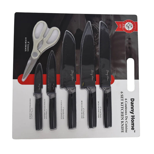 Danny Home Premium 6-Piece Kitchen Knife Set with Durable Blades for Chopping, Slicing & Everyday Food Preparation