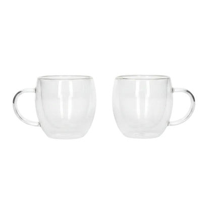 Premium Double Wall Glass Mug Set of 2 – 200ml Elegant Tea & Coffee Mugs