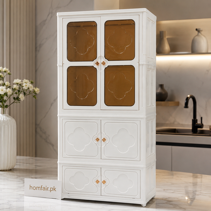 Foldable Multipurpose Dustproof Storage Wardrobe with Transparent Doors