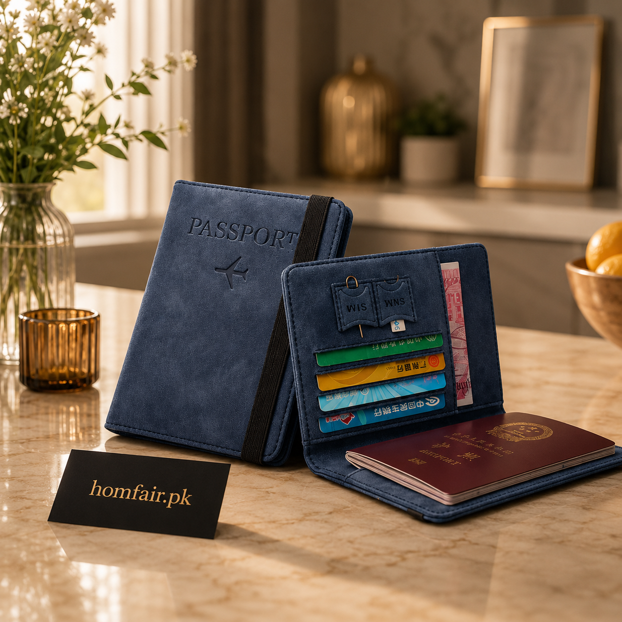 Passport Holder Wallet with Card Slots & Travel Document Organizer