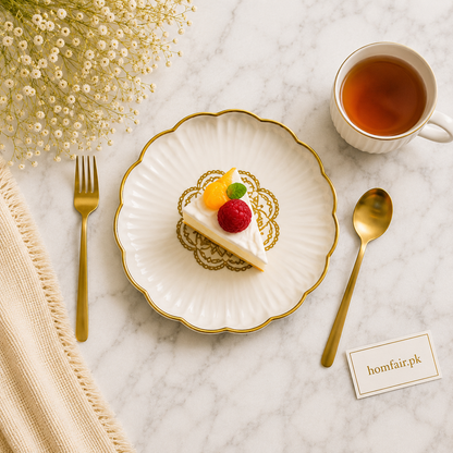 4-Piece Gold Rim Plastic Dessert Plate Set