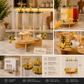 Luxury 3-Jar Glass Beverage Dispenser with Bamboo Stand & Gold Taps