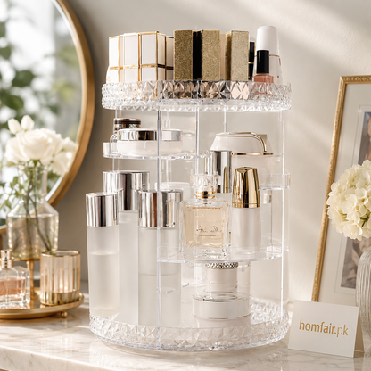 360° Rotating Makeup Organizer Premium Acrylic Cosmetic Storage
