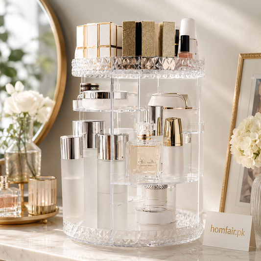 360° Rotating Makeup Organizer Premium Acrylic Cosmetic Storage
