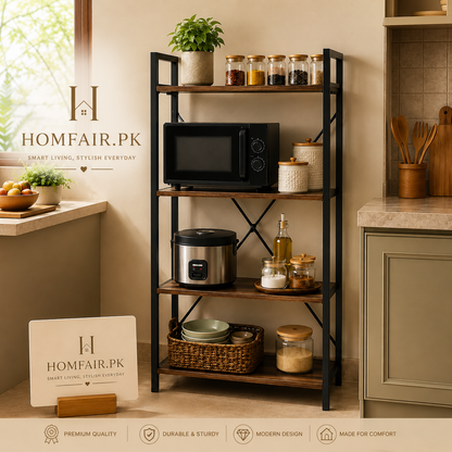 4 Tier Kitchen Storage Rack Microwave & Organizer Shelf Stand