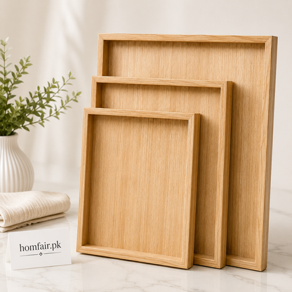 Premium 3-Piece Wooden Serving Tray Set