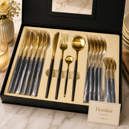 Premium 24-Piece Portuguese Stainless Steel Cutlery Set