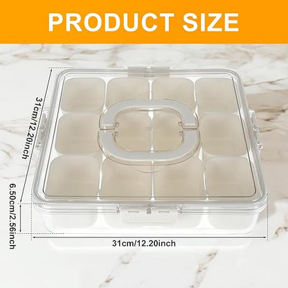 Divided Serving Tray with Lid and Handle Clear Snack Box
