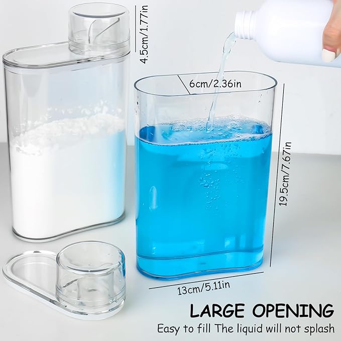 Transparent Air Tight Laundry Detergent Storage Detergent Dispenser with Measuring Cup
