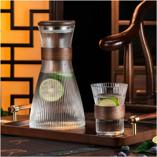 Heat-Resistant 4 Glass Cup & Kettle Set Elegant Chinese Style Drinkware