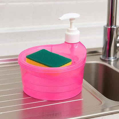 2-in-1 Liquid Soap Dispenser with Sponge Holder & Kitchen Sink Organizer