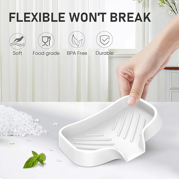 Self-Draining Soap Holder Tray Kitchen & Bathroom Soap Dish