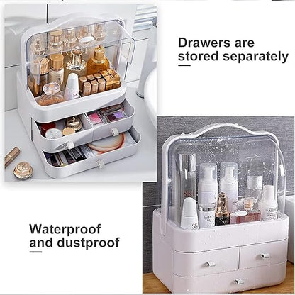 Acrylic Double Door Cosmetic Organizer Makeup Storage Box