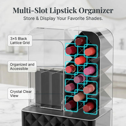 Luxury Dustproof Makeup Brush & Lipstick Organizer with Drawer