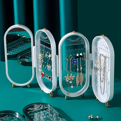 Collapsible Jewelry Organizer Box Compact Earring & Necklace Storage