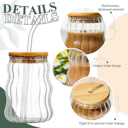 Premium Bamboo Lid Glass Mug with Straw Eco-Friendly Drinkware