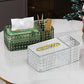 Luxury Crystal Tissue Box Organizer with Remote Holder & Storage Compartments