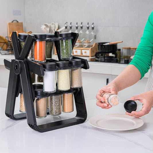 18 Jar Rotating Spice Rack 360° Countertop & Organizer