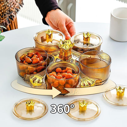 Luxury 360° Rotating Dry Fruit Dish Elegant Snack Serving Tray