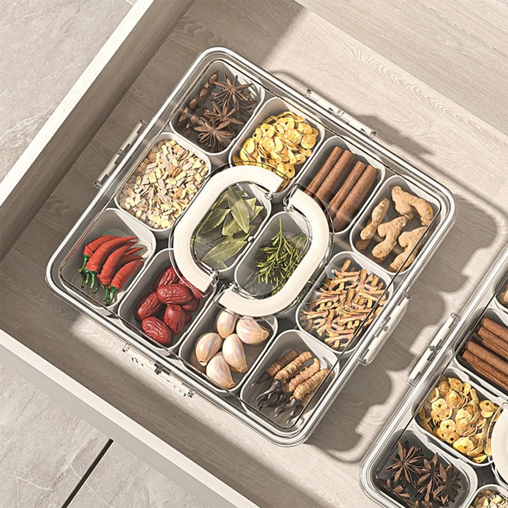 Divided Serving Tray with Lid and Handle Clear Snack Box