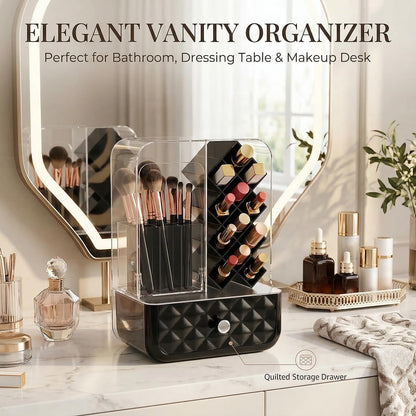 Luxury Dustproof Makeup Brush & Lipstick Organizer with Drawer