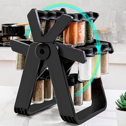 18 Jar Rotating Spice Rack 360° Countertop & Organizer