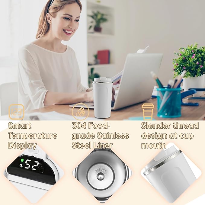 Smart Temperature Display Coffee Mug – Stainless Steel Thermal Cup