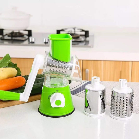 3-in-1 Tabletop Drum Grater Rotary Vegetable Cutter & Slicer