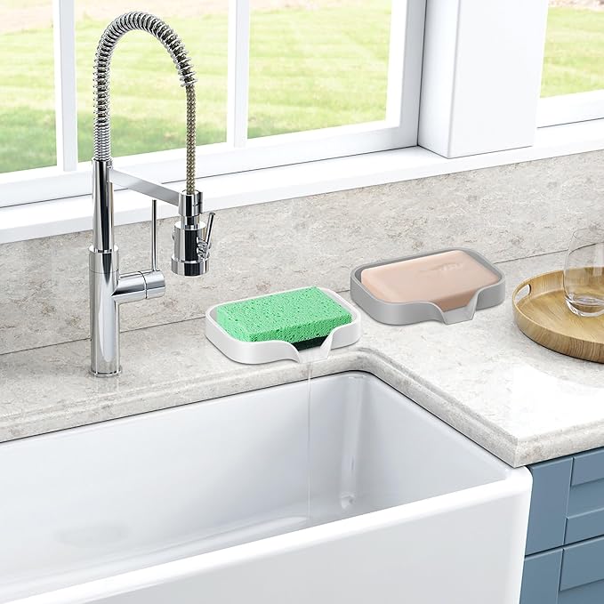 Self-Draining Soap Holder Tray Kitchen & Bathroom Soap Dish