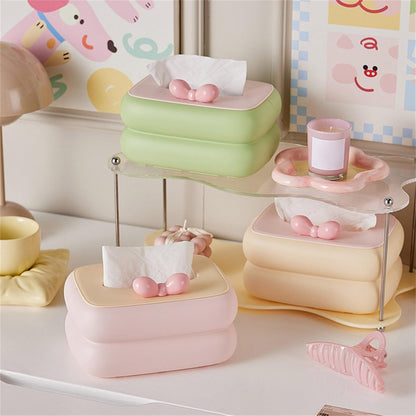 Cute Bow Tissue Box Holder – Premium Pastel Decorative Tissue Box for Home & Vanity