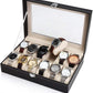 Luxury 12-Slot Watch Organizer Box with Glass Display Lid