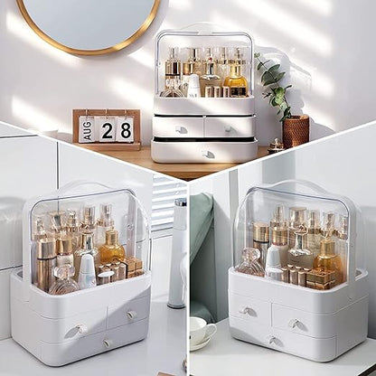 Acrylic Double Door Cosmetic Organizer Makeup Storage Box