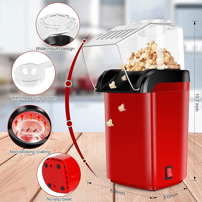 Electric Popcorn Maker Hot Air Popcorn Machine for Home Use