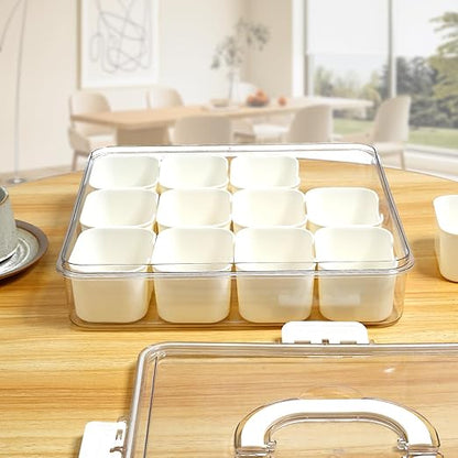 Divided Serving Tray with Lid and Handle Clear Snack Box
